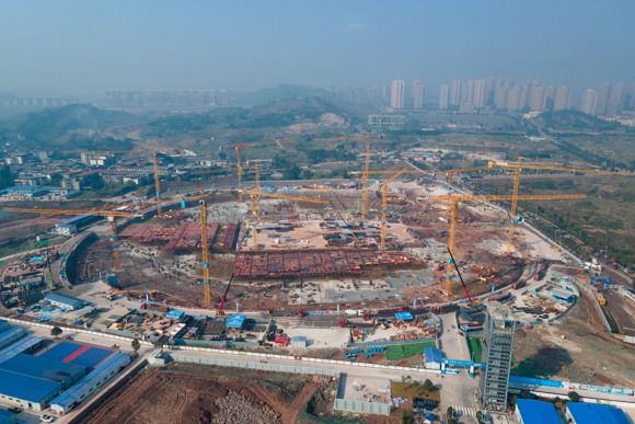 重庆龙兴足球场地下主体结构预计本月底完工