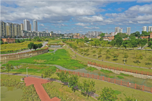 10月17日拍摄的广西南宁市沙江河湿地公园(无人机照片).