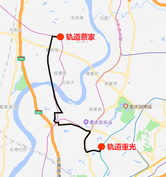 轨道思源,中科院,会龙,两江云计算中心等11个站点,最终到达轨道蔡家站