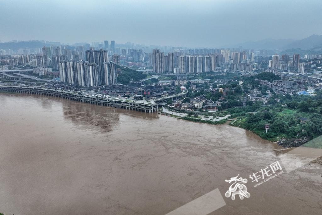 受强降雨和上游来水影响，嘉陵江（重庆段）水位有所上涨。华龙网记者 李一鸣 摄