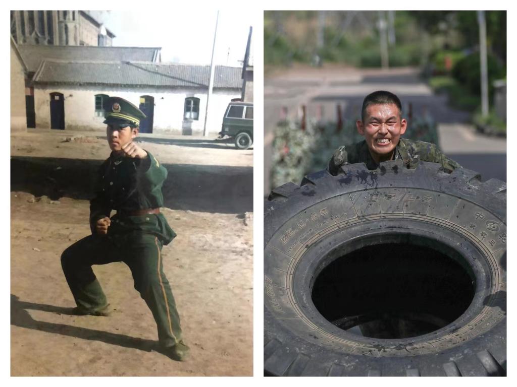 父亲赵志军（左），儿子赵晶阳。