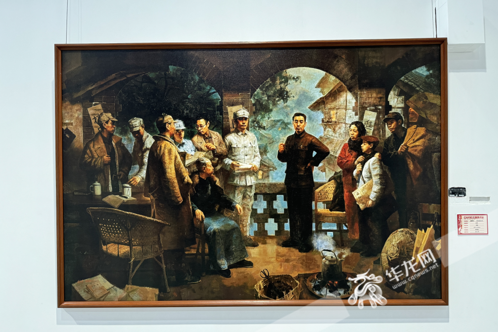 展出作品《雾都明灯一清晨的嘉陵江畔》。华龙网记者 谢鹏飞摄
