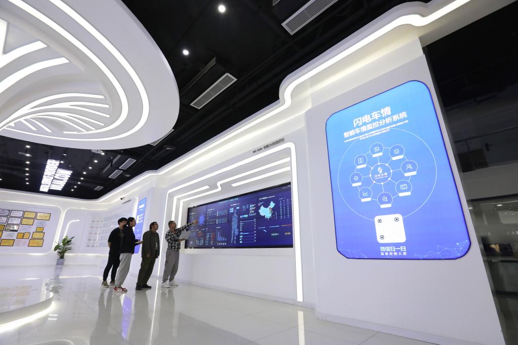 博拉网络工作人员在给客户介绍“闪电车情——智能车情监控分析系统”。受访者供图