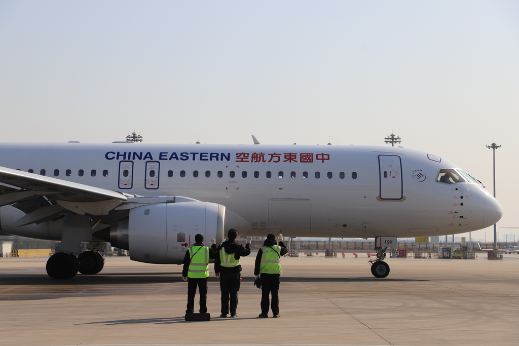 東航C919飛機(jī)首次保障重慶春運。中國東方航空供圖