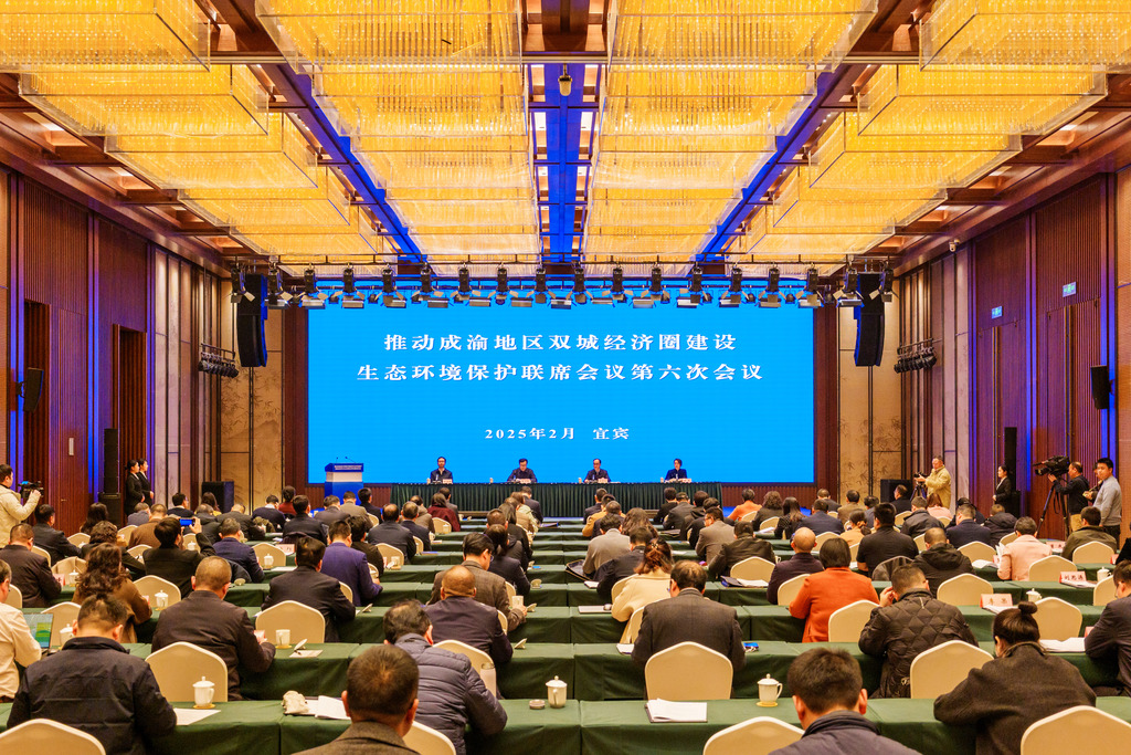 推动成渝地区双城经济圈建设生态环境保护联席会议第六次会议现场。重庆市生态环境局供图