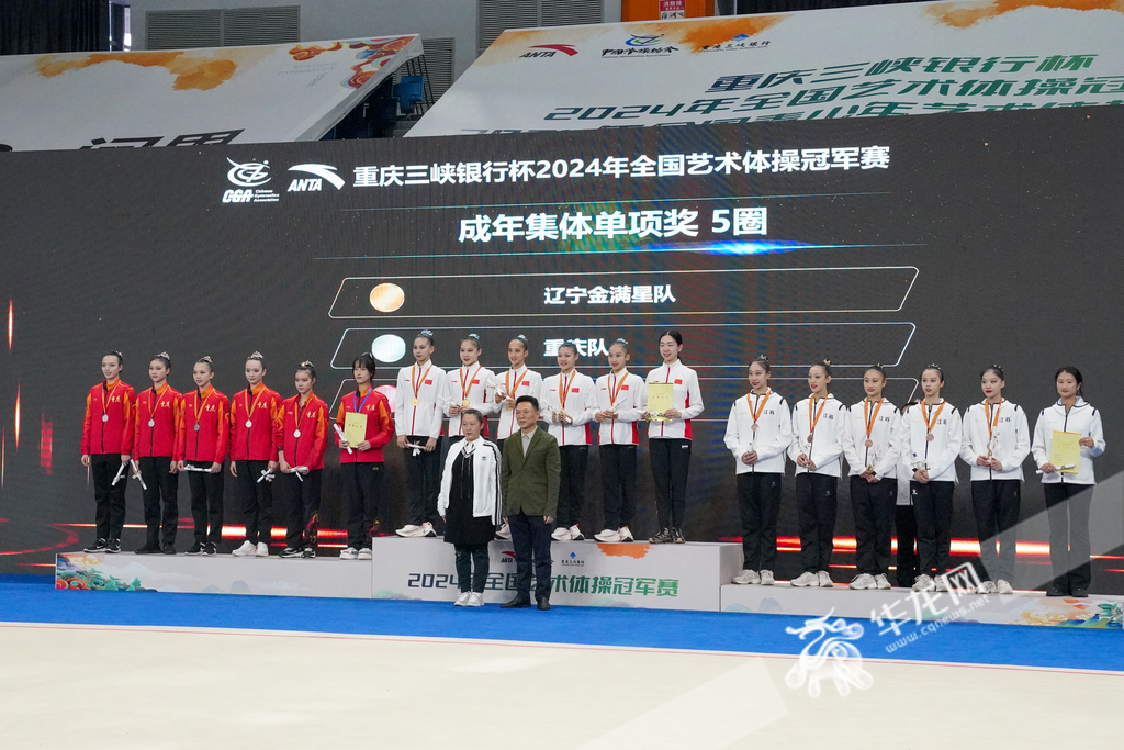 Chongqing Team winning silver medal in 5 Hoops Event of Adult Collective Individual Event