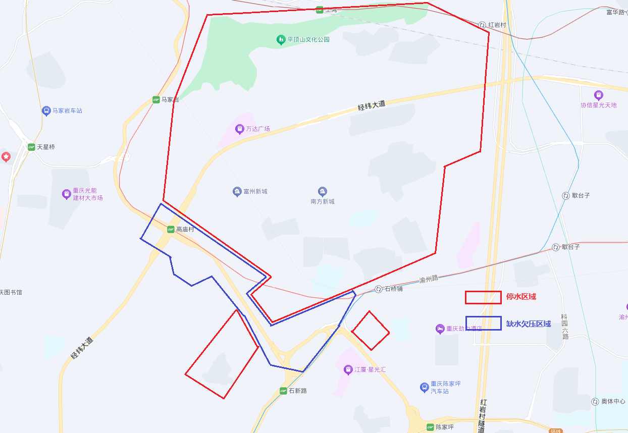 停水区域图。受访单位供图