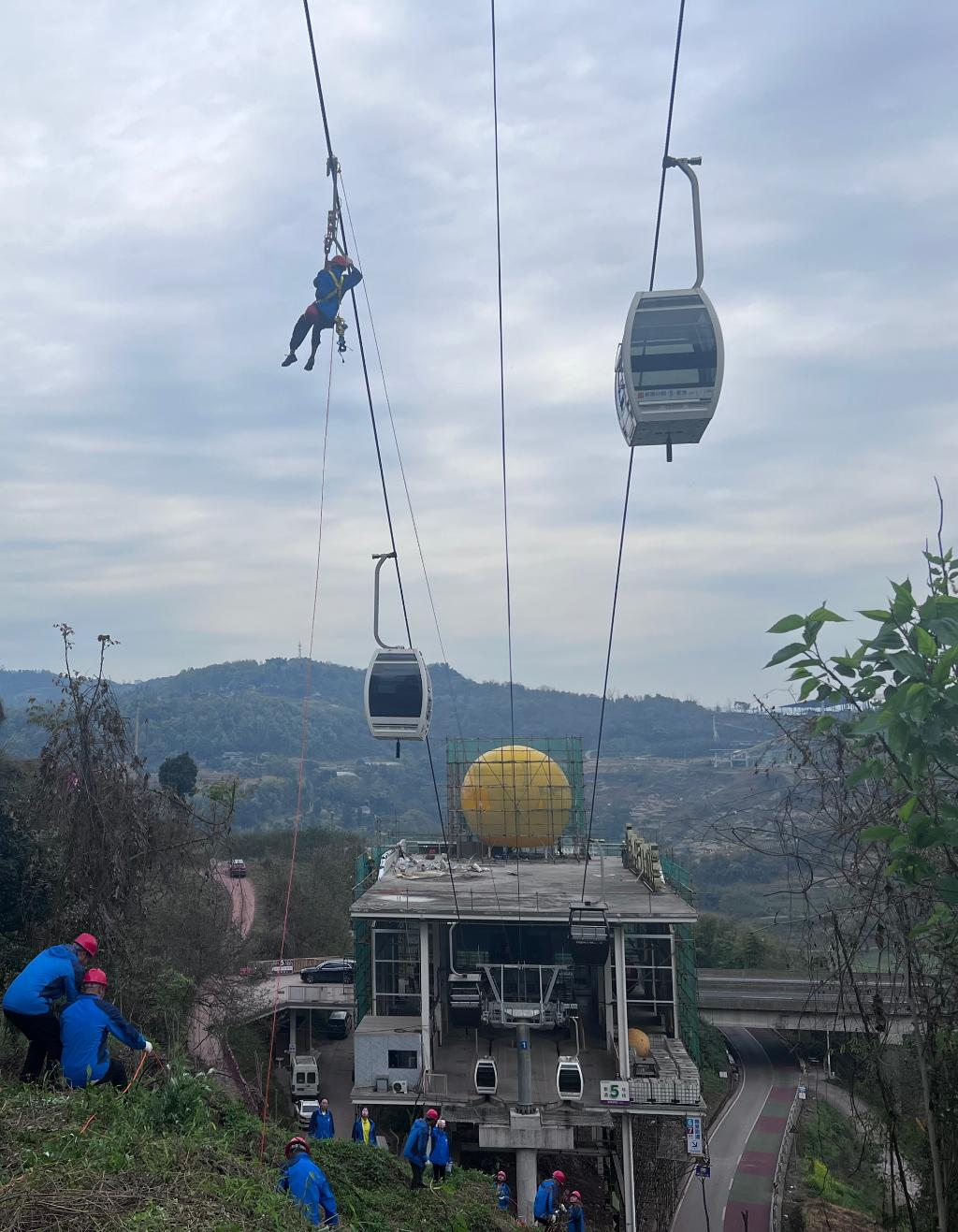 Mexin Wine Town conducted cableway emergency rescue drill (Photo provided by the interviewee)