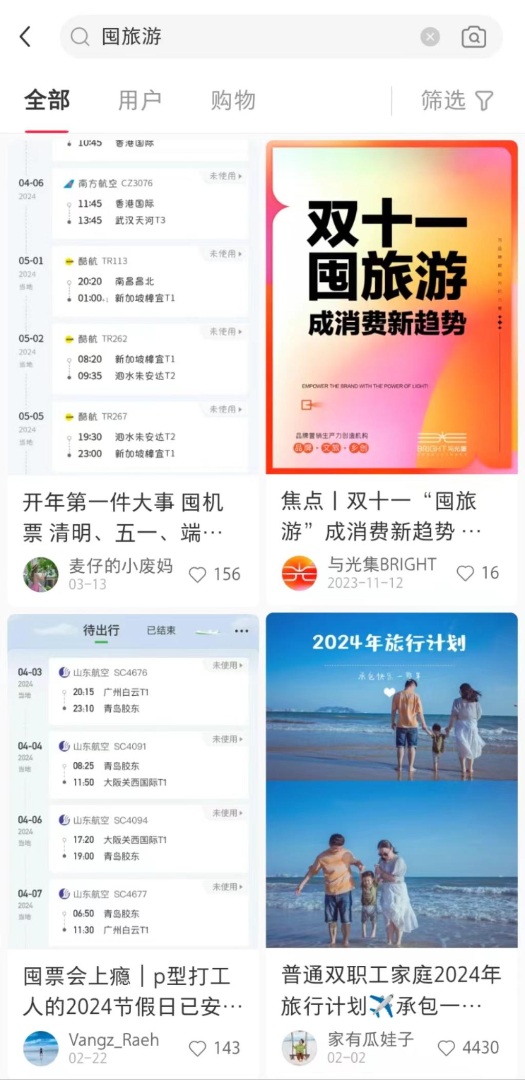 社交媒体上不少网友分享囤旅游的经历。网络截图