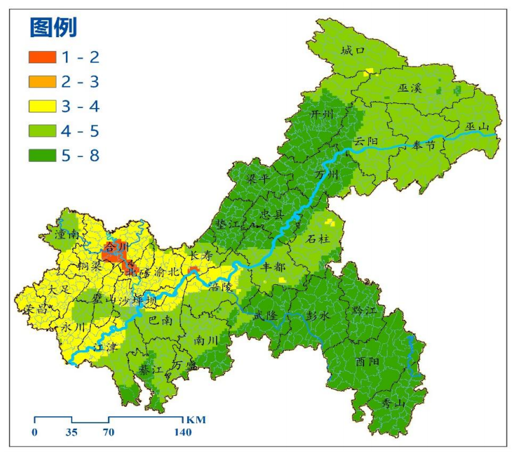 2024年汛期（5—9月）暴雨日数（天）预测。重庆市气象局供图