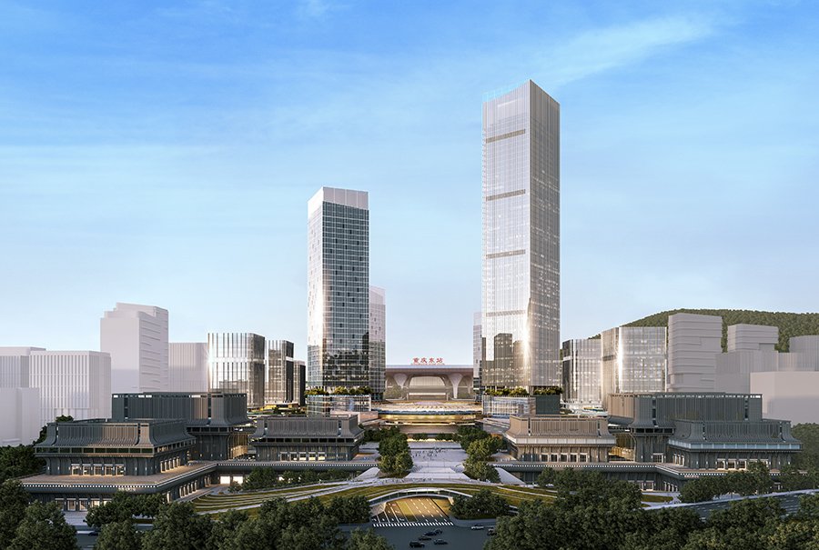重庆东站枢纽新城核心商业商务区效果图。受访者供图