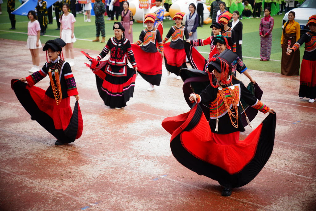 At the Games, the students sang and danced