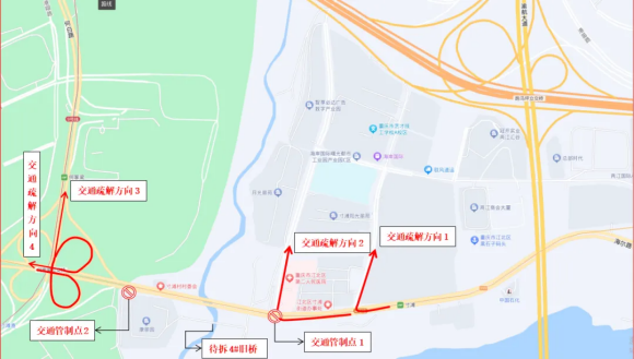 交通疏导图。江北区委宣传部供图 华龙网发