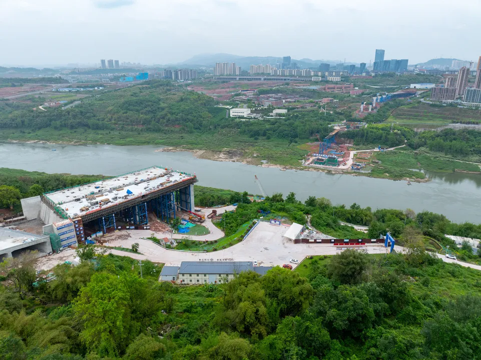 Construction Site of Baoshan Jialing River Bridge Project