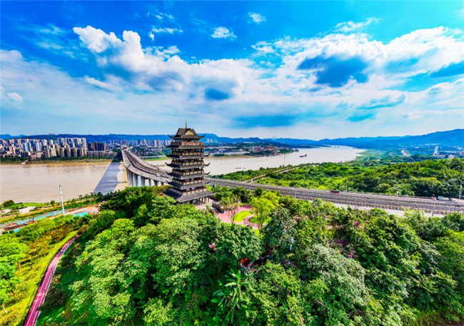 The trees in Lanjiang Park are verdant. (Photographed by Liu Yingcheng Dadukou News)