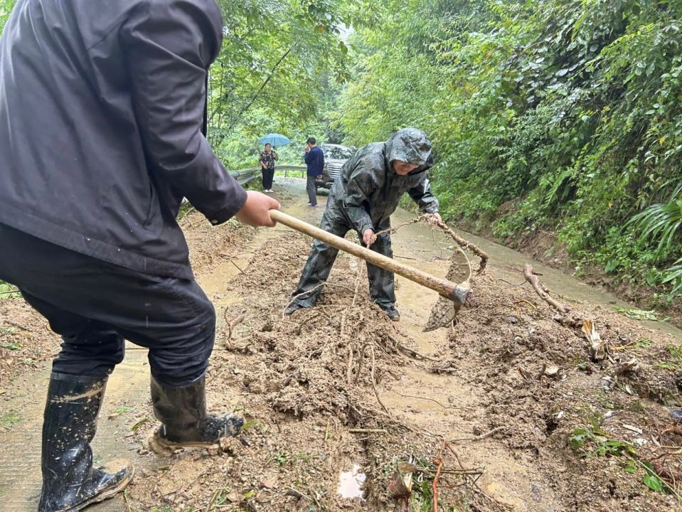 清理道路。庙坝镇供图 华龙网发