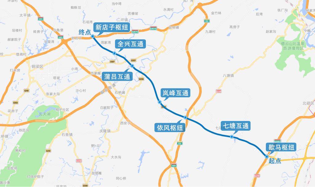 渝遂復(fù)線線路圖。渝遂復(fù)線公司供圖