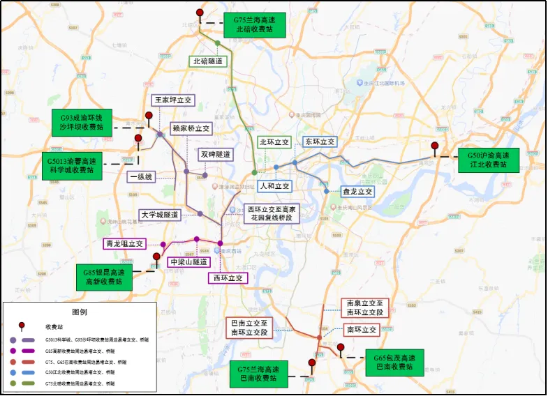 高速公路主线易堵收费站及进出城通道节点。 警方供图