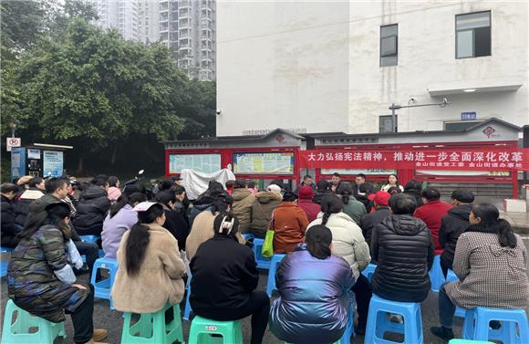 普法志愿者在民心佳园社区开展宪法知识讲座。金山街道供图 第1眼TV-华龙网发