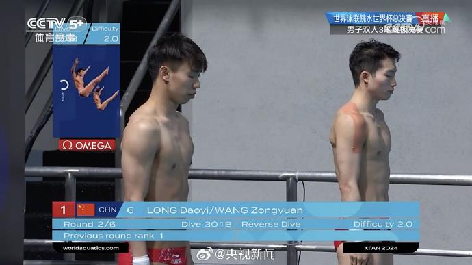 金牌再+1！王宗源/龙道一获得跳水世界杯总决赛男子双人3米跳板比赛冠军