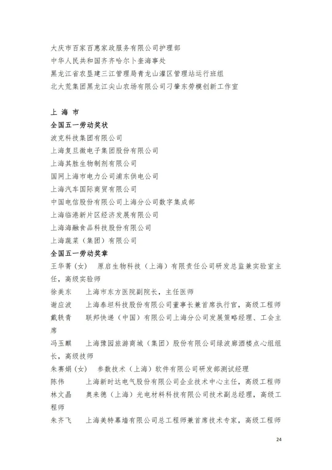 名单来了！中华全国总工会关于表彰2024年全国五一劳动奖和全国工人先锋号的决定→