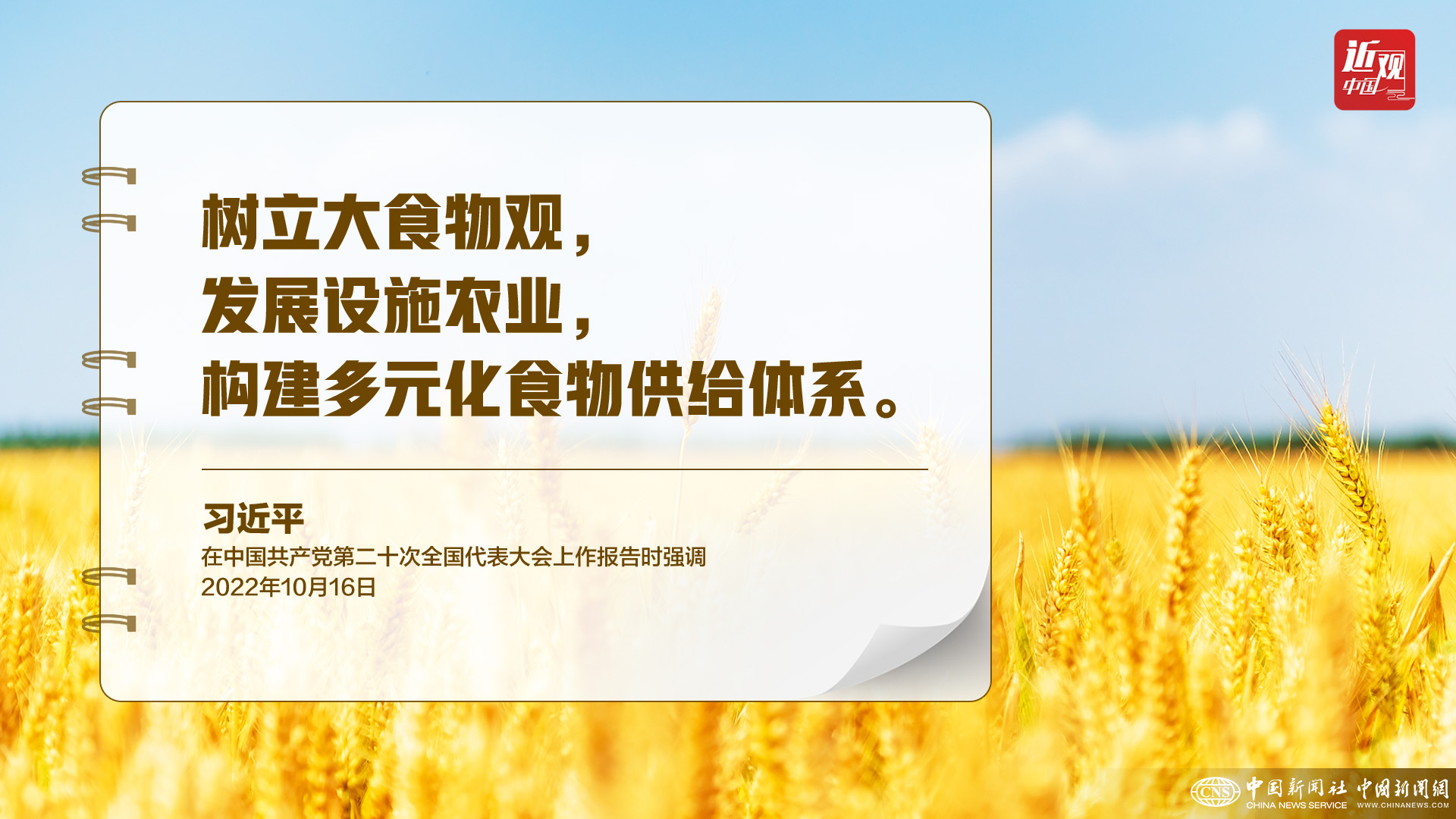 习近平:树立大食物观,构建多元化食物供给体系