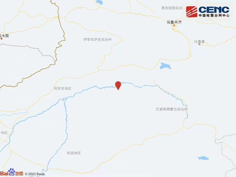 新疆巴音郭楞州尉犁县附近发生5.1级左右地震