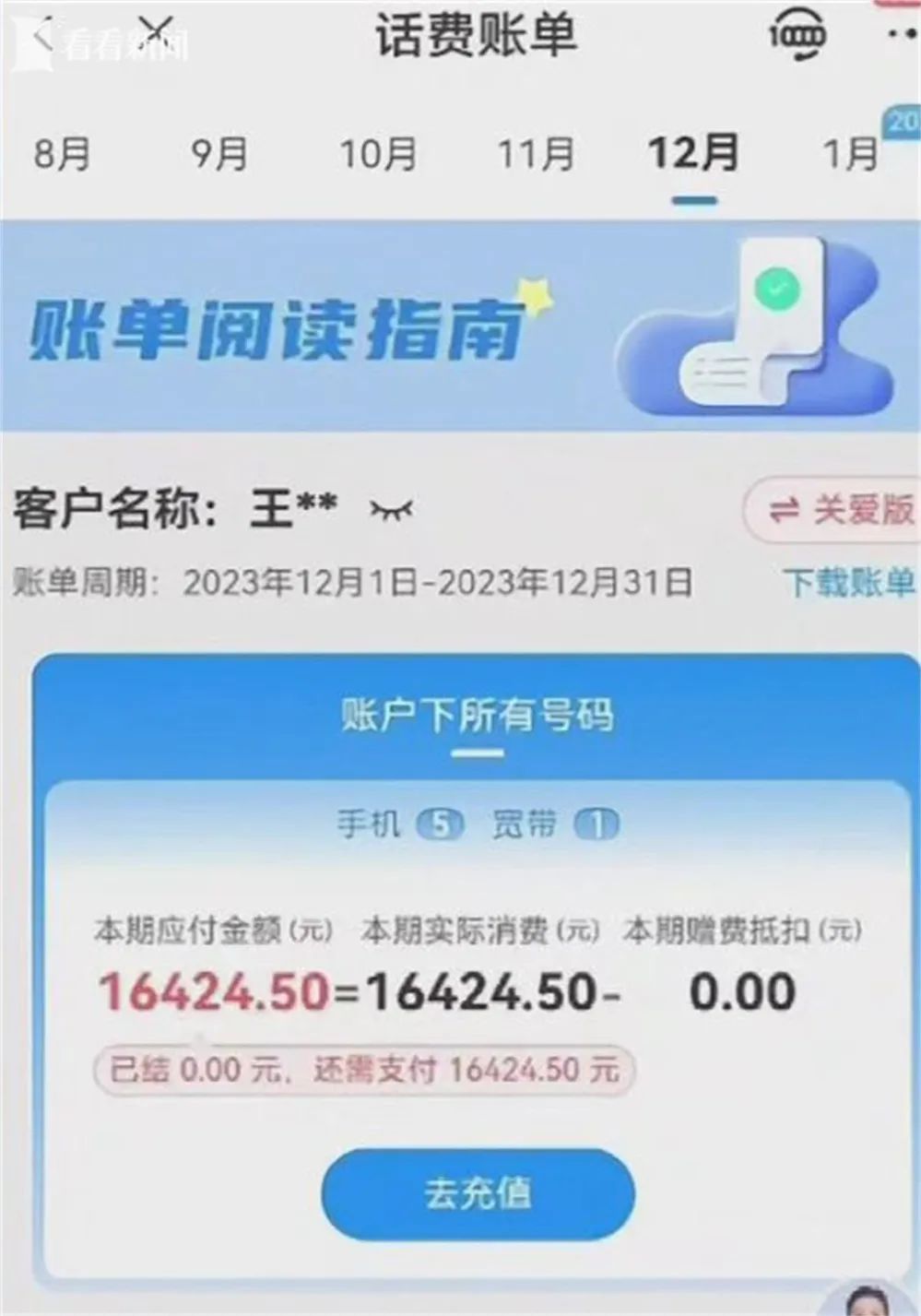 出国旅游发条朋友圈流量费一万六，八个月另算滞纳金近九千元
