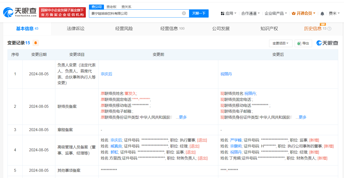 最新！宗馥莉接任执行董事