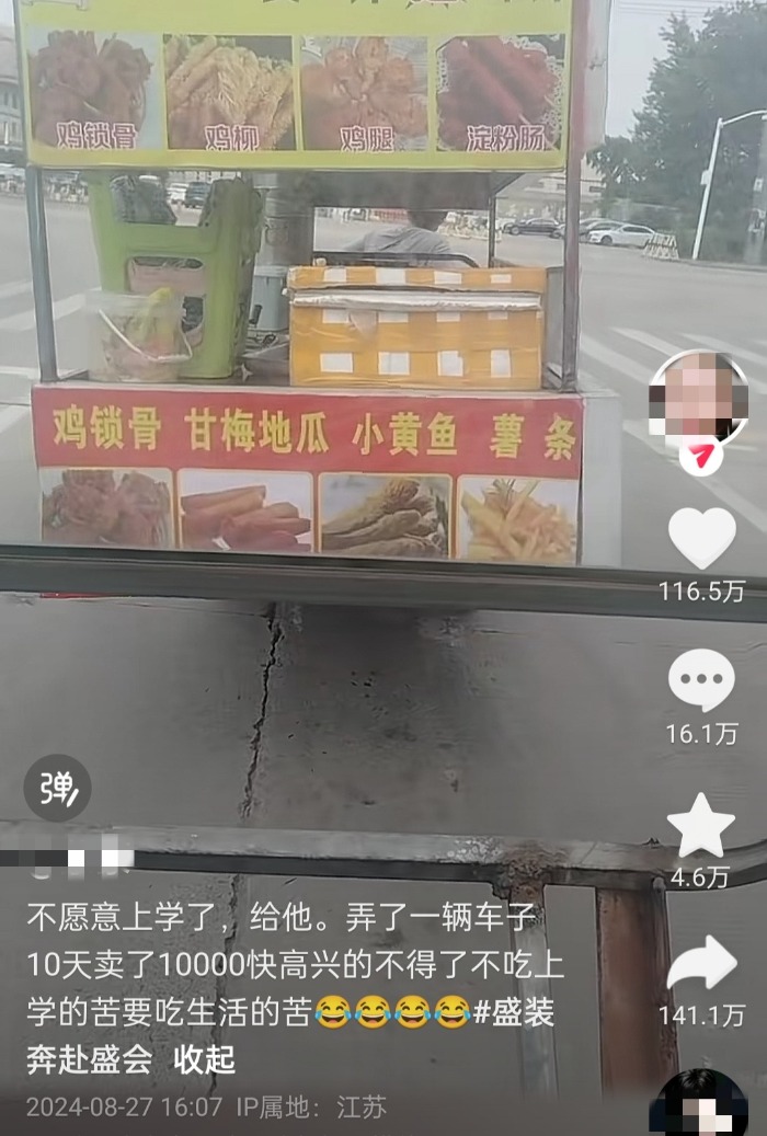 17岁男生退学摆摊10天毛收入万元！家长发声：不提倡效仿，希望重回校园