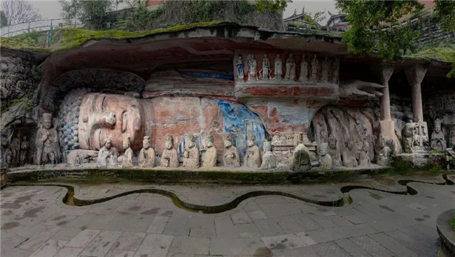 大足宝顶山释迦涅槃圣迹图。