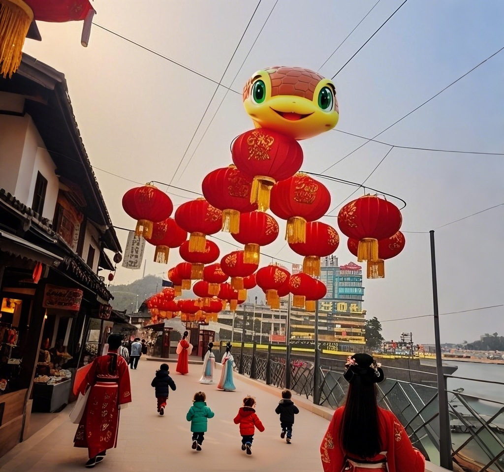 The rendering of the snake-themed lantern installation within the Mexin Wine Town scenic area (Photo provided by the scenic area)