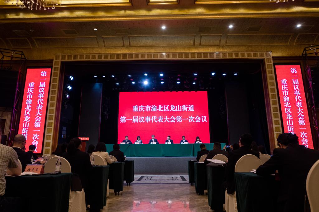 龙山街道第一届议事代表大会第一次会议现场