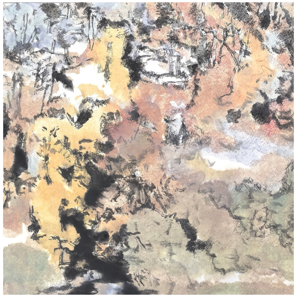 邓建强《巴松措秋色》中国画50×50㎝ 2024