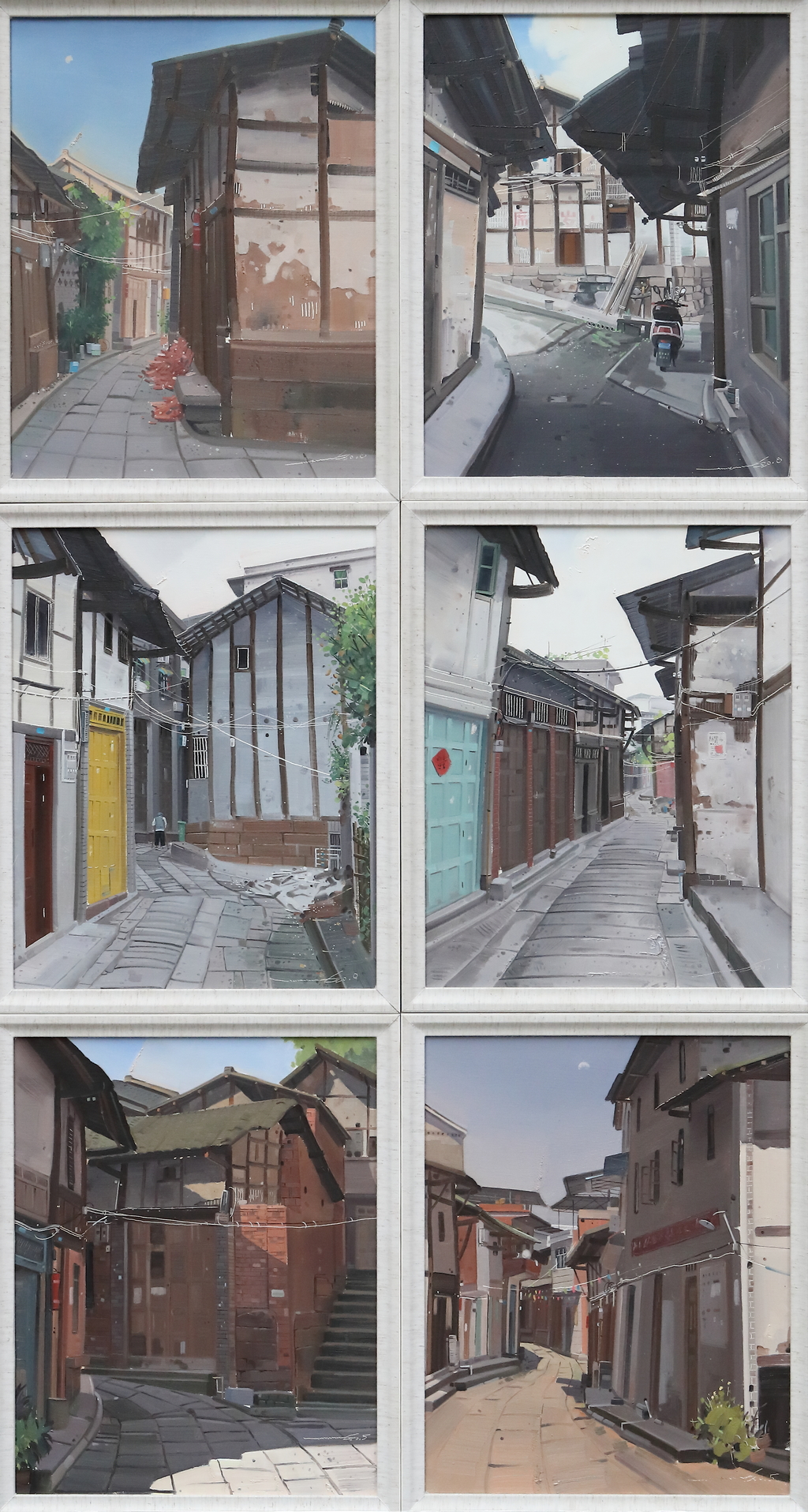 西陵《老街印象》画种：油画 尺寸：40cm️×50cm️×6 创作时间：2021年5月