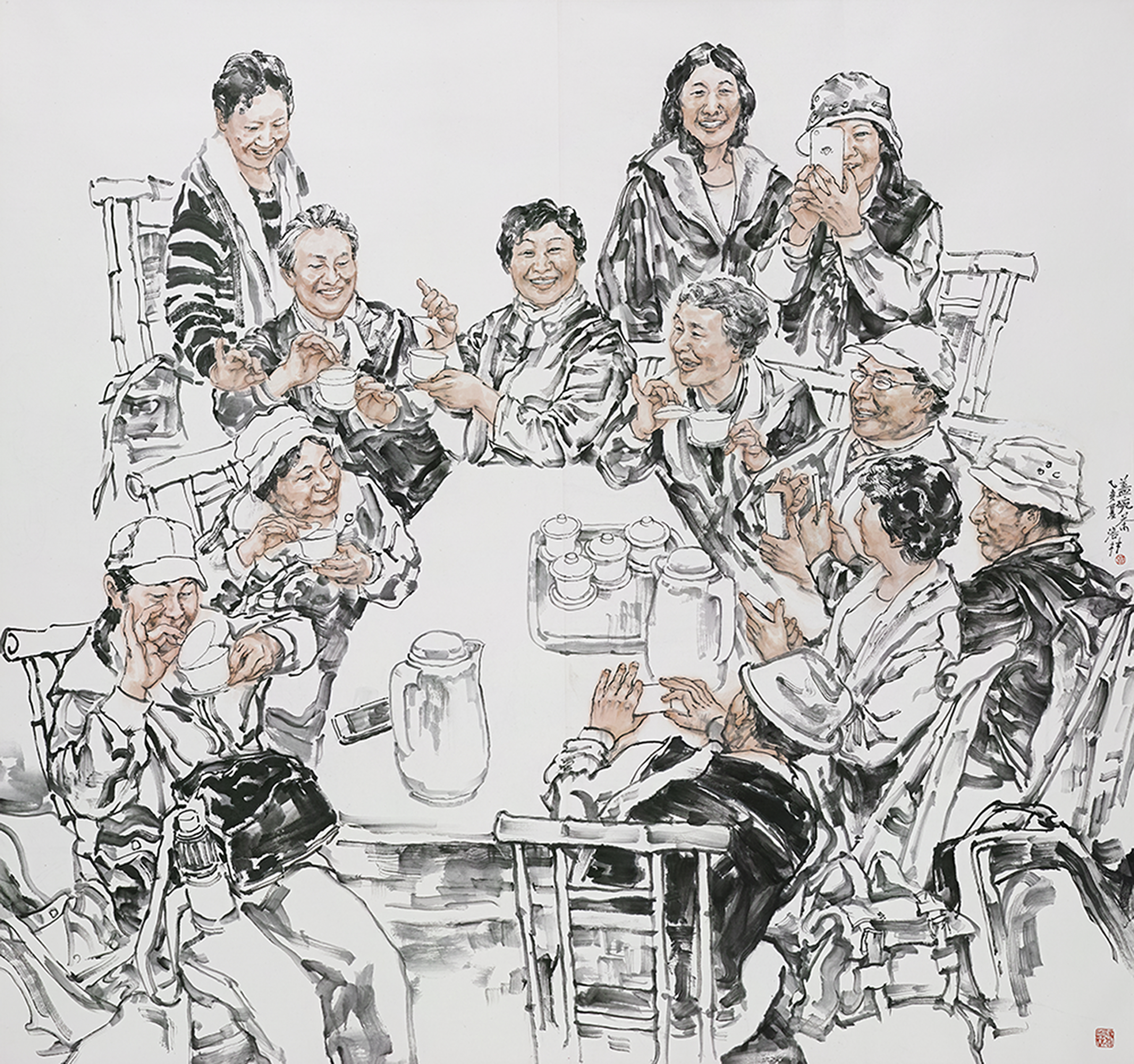 25 杨涪林 《盖碗茶》 中国画 180×192cm 2019年