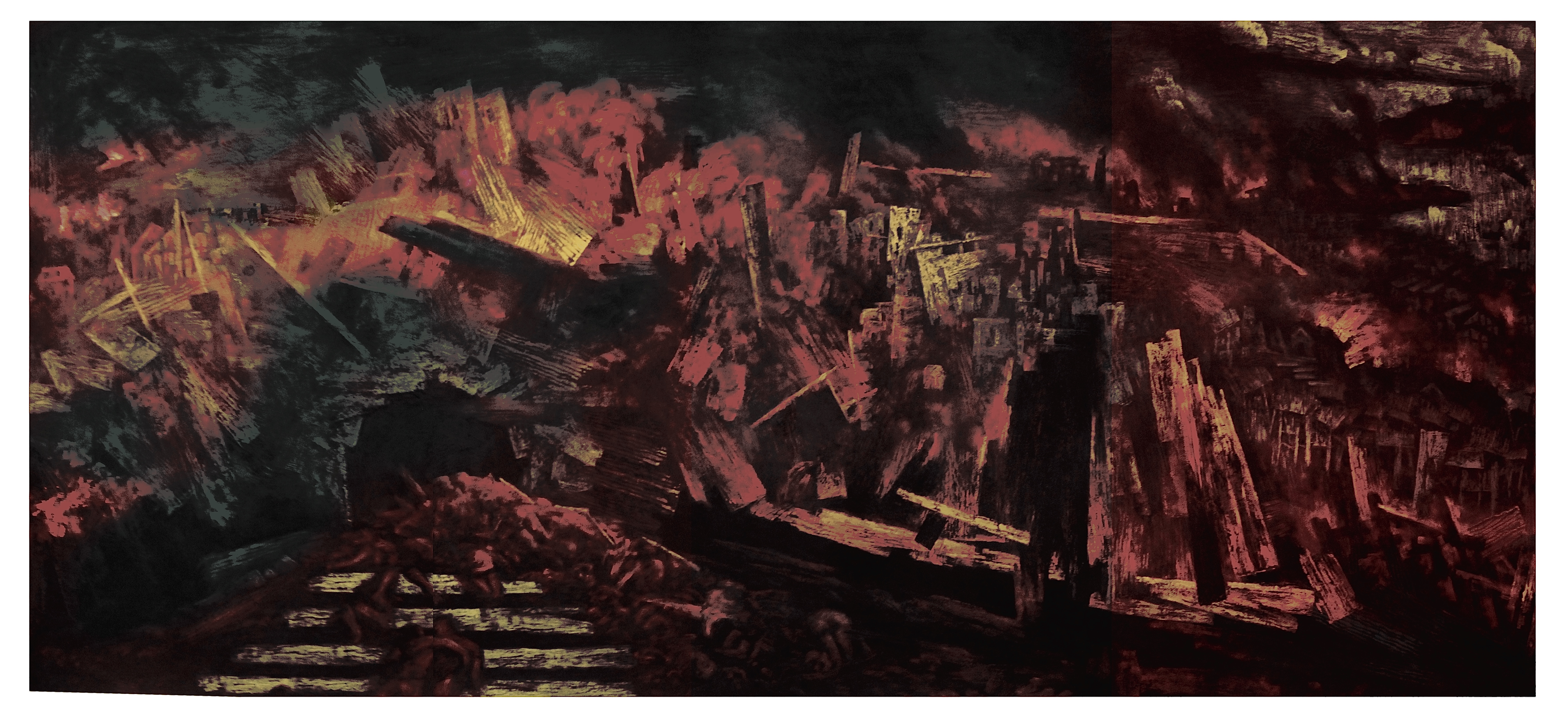 29 李毅力 《重庆大轰炸》 综合版画 101×235cm 2016年