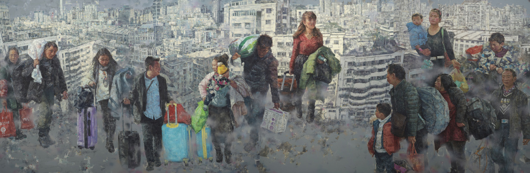 张杰 油画《城市梦》600X200cm