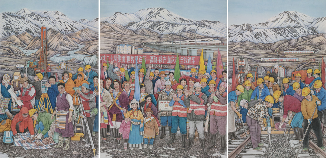 《冷龙岭上的新蛟龙》中国画纸本250cmx512cm