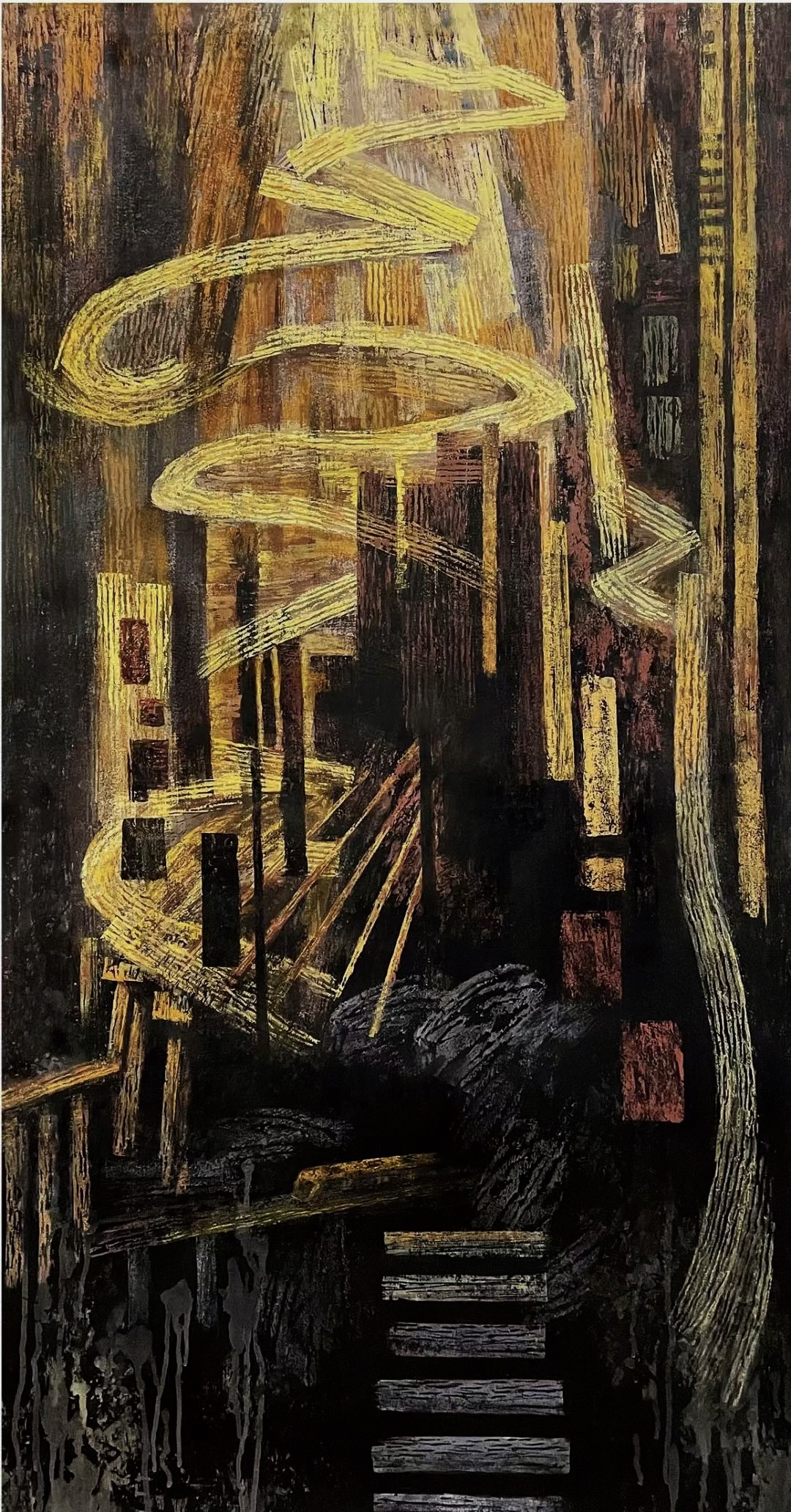 离天三尺三、版画、150X75CM、2022年