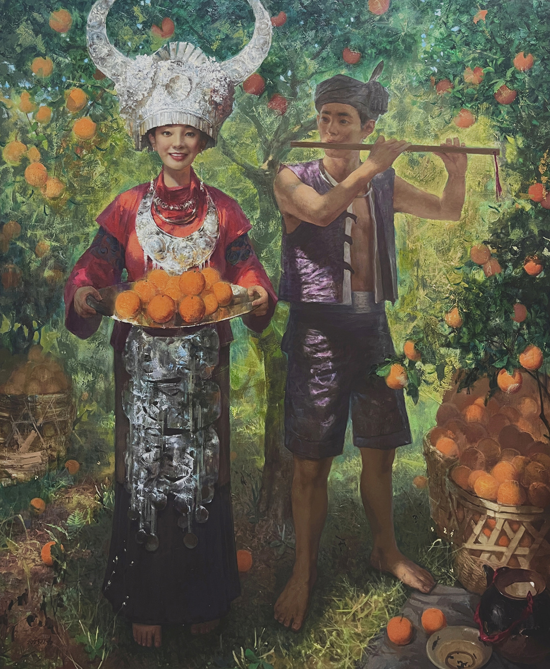 34 赵青《橘子树下》175X210cm布面油画2024年