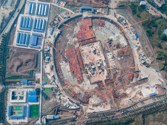 The outline of the stadium has begun to take shape. (Provided by China Construction Eighth Engineering Division Co., Ltd.)