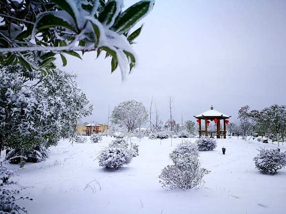 龙头嘴公园雪中景致。开州区文化旅游委供图 华龙网发