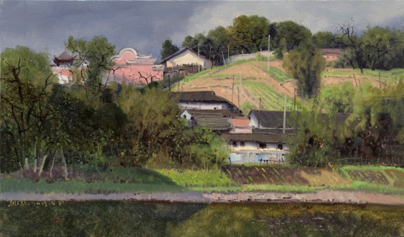 塘河古镇写生系列之二 布面油画 65×110cm  2019