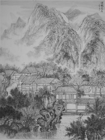 《清境逸居》  180x245cm  中国画   2019年