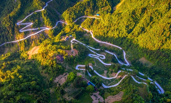 《村级公路》城口县庙坝镇白芷山。 胡安琼摄