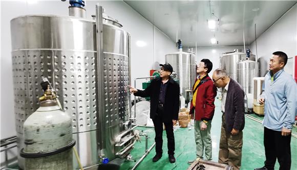老科技工作者调研在建的桑果饮品生产线。特约通讯员 赵武强 摄