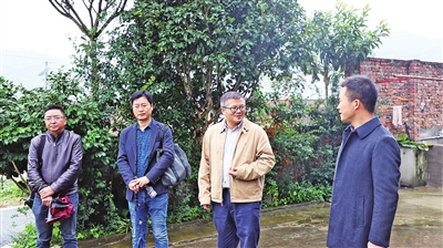 园林专家来到中梁镇龙泉村为村民院坝改造“支招”。通讯员 裴梓臣 摄