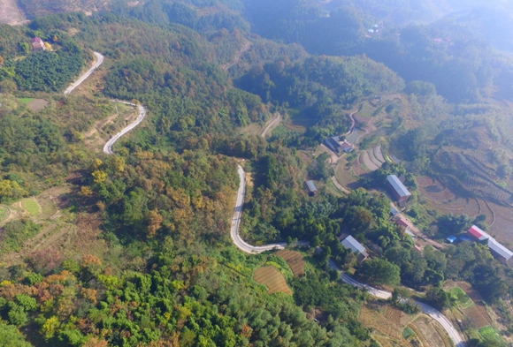 蜿蜒乡间的公路，方便了村民出行和产业发展。杨忠明 摄