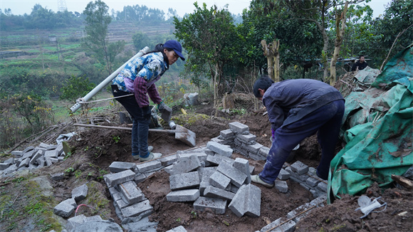 村民正在修建新厕所。通讯员 陈芷琦 供图